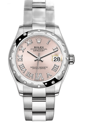 Rolex Datejust 31 White Rolesor — Domed 24 Diamond Bezel Pink Roman Diamond 6