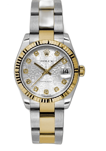 Rolex Datejust 31 Yellow Rolesor — Fluted Bezel Silver Jubilee Diamond Dial | Ref. 178273