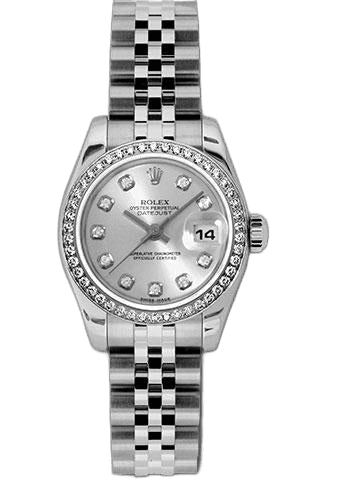 Rolex Datejust White Rolesor — Silver Diamond Dial, 46-Diamond Bezel | Ref. 179384