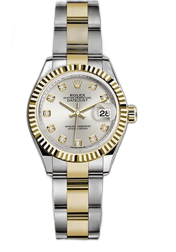Rolex Datejust Yellow Rolesor — Silver Diamond Dial, Fluted Bezel | Ref. 279173