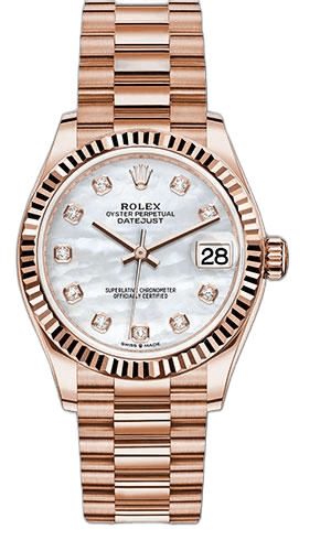 Rolex Datejust 31 Gold — Silver Diamond Dial, Fluted Bezel | Ref. 278275