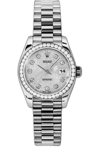 Rolex Datejust 26 Platinum — Silver Jubilee Diamond Dial | Ref. 179136