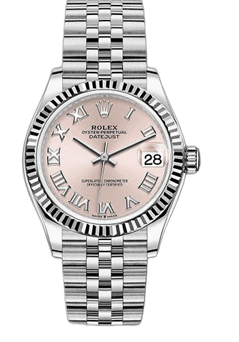 Rolex Datejust 31 White Rolesor — Pink Roman Dial, Fluted Bezel | Ref. 278274