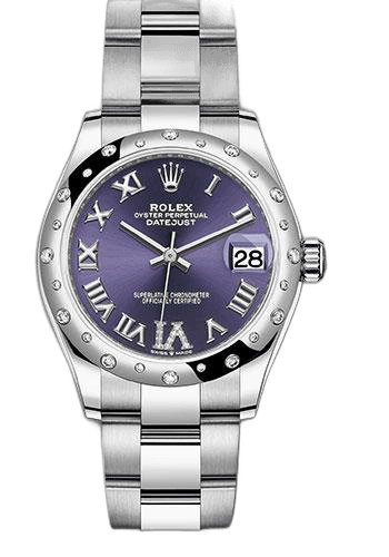 Rolex Datejust 31 White Rolesor — Aubergine Roman Diamond Dial, Diamond Bezel | Ref. N/A