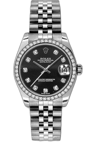 Rolex Datejust 31 White Rolesor — Black Diamond Dial | Ref. 178384