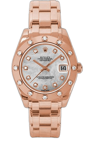 Rolex Datejust 34 Gold — 12 Diamond Bezel Mother-of-Pearl Diamond Dial | Ref. 81315