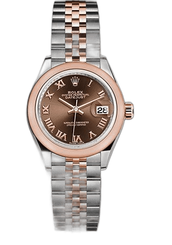 Rolex Lady-Datejust 28 Everose Rolesor — Chocolate Roman Dial | Ref. 279161