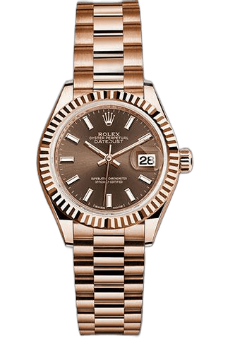 Rolex Lady-Datejust 28 Everose Gold — Chocolate Index Dial | Ref. 279175