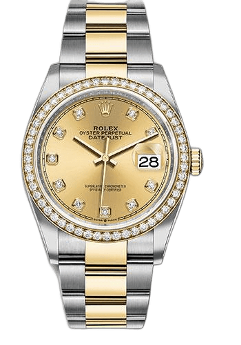 Rolex Datejust Yellow Rolesor — Champagne Diamond Dial with Diamond Bezel | Ref. 126283RBR