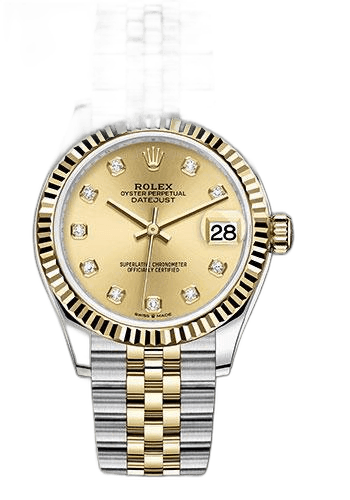 Rolex Datejust 31 Yellow Rolesor — Champagne Diamond Dial, Fluted Bezel | Ref. 278273