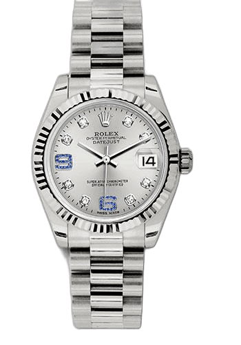 Rolex Datejust 31 White Gold — Silver Diamond & Sapphire Dial | Ref. 178279