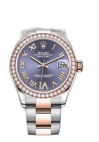 Rolex Datejust 31 Everose Rolesor — Aubergine Diamond Roman VI Dial | 46-Diamond Bezel