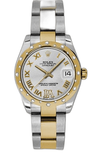 Rolex Datejust 31 Yellow Rolesor — Silver Diamond Roman VI Dial, 24-Diamond Bezel | Ref. 178343