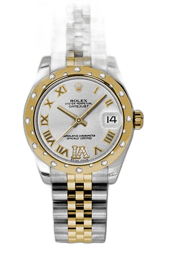 Rolex Datejust 31 Yellow Rolesor — Silver Diamond Roman Dial, 24-Diamond Bezel | Ref. 178343