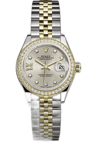 Rolex Lady-Datejust 28 Yellow Rolesor — Silver Diamond Star Dial