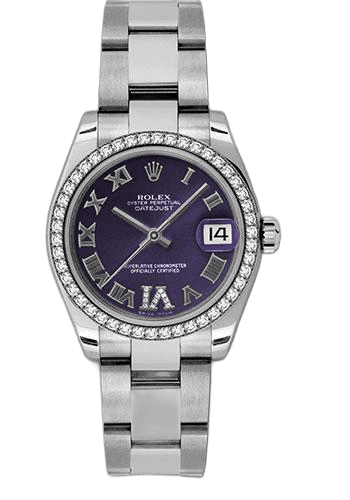 Rolex Datejust 31 White Rolesor — Purple Diamond Roman Dial | Ref. 178384