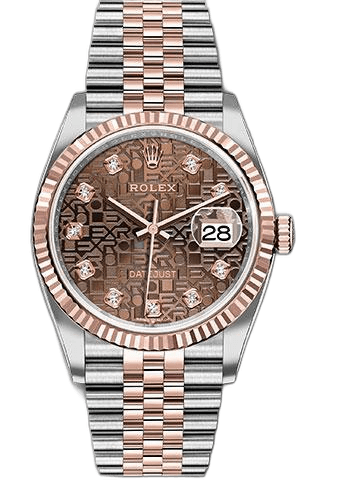 Rolex Datejust 36 Everose Rolesor — Fluted Bezel Chocolate Jubilee Diamond Dial | Ref. 126231