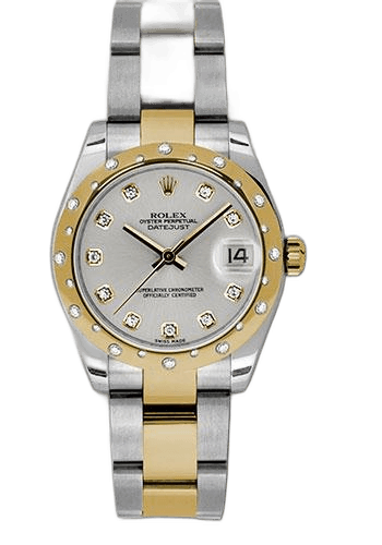 Rolex Datejust 31 Yellow Rolesor — 24-Diamond Bezel, Silver Diamond Dial | Ref. 178343