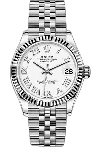 Rolex Datejust 31 White Rolesor — White Roman Dial, Fluted Bezel | Ref. 278274