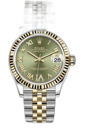 Rolex Datejust 31 Yellow Rolesor — Olive Green Diamond Roman Six Dial