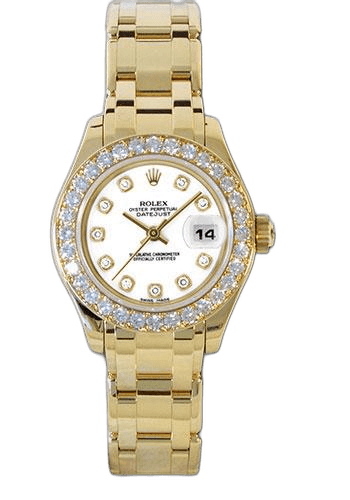 Rolex Datejust 29 Yellow Gold — 32-Diamond Bezel White Diamond Dial | Ref. 80298