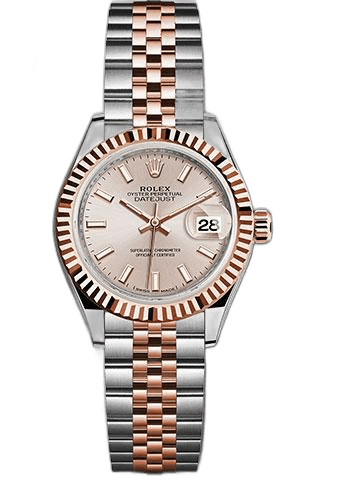 Rolex Datejust 28 Everose Rolesor — Sundust Index Dial, Fluted Bezel | Ref. 279171