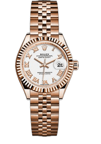 Rolex Lady-Datejust Gold — White Roman Numeral Dial, Fluted Bezel | Ref. 279175
