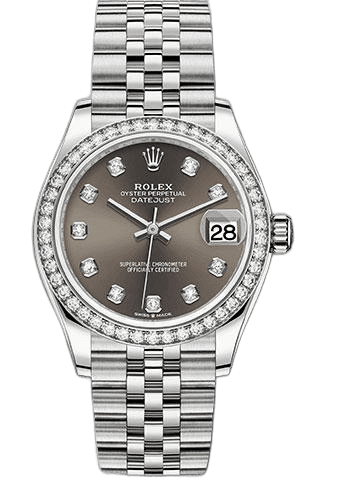 Rolex Datejust 31 White Rolesor — Dark Grey Diamond Dial | Ref. 278384RBR