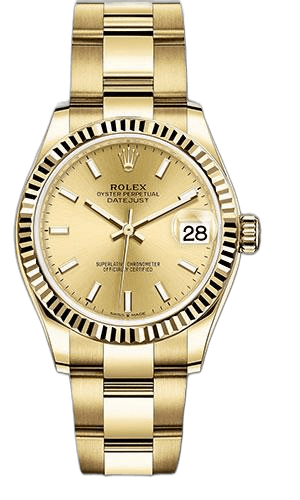 Rolex Datejust Yellow Gold — Champagne Index Dial, Fluted Bezel | Ref. 278278