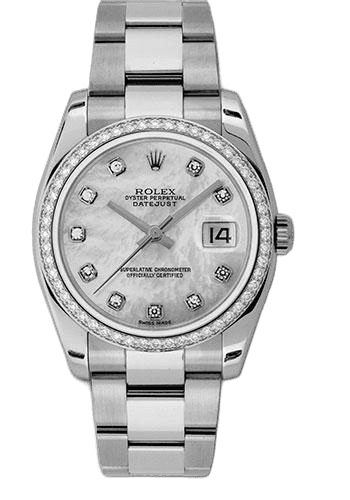 Rolex Datejust 36 White Rolesor — Mother-of-Pearl Diamond Dial | Ref. 116244
