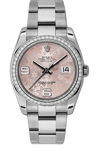 Rolex Datejust 36 White Rolesor — Pink Floral Arabic Dial | Ref. 116244