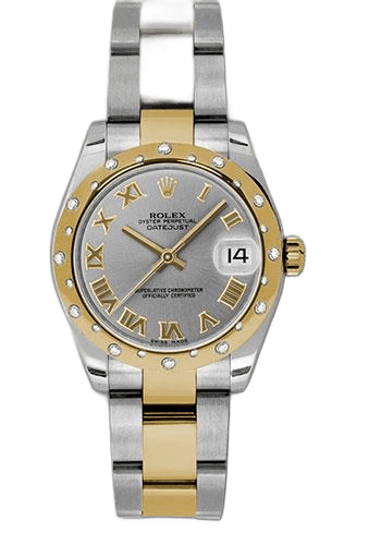 Rolex Datejust 31 Yellow Rolesor — Grey Roman Diamond Bezel Dial | Ref. 178343