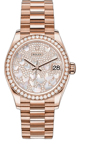 Rolex Datejust Everose Gold — Diamond Paved Butterfly Dial | Ref. 278285RBR