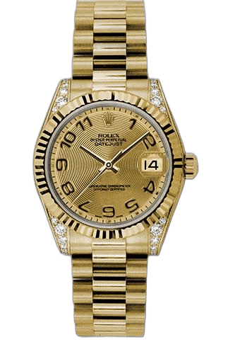 Rolex Datejust 31 Yellow Gold — Champagne Concentric Circle Arabic Dial | Ref. 178238