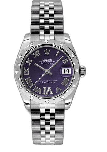 Rolex Datejust 31 White Rolesor — Purple Diamond Roman VI Dial | Ref. 178344
