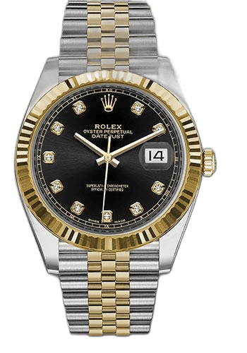 Rolex Datejust 41 Yellow Rolesor — Fluted Bezel Black Diamond Dial Jubilee | Ref. 126333