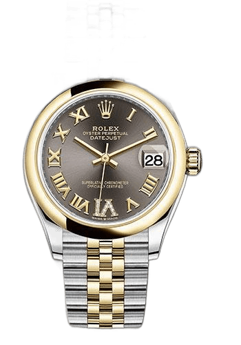 Rolex Datejust 31 Yellow Rolesor — Dark Grey Diamond Roman Dial