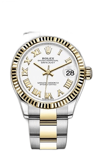 Rolex Datejust Yellow Rolesor Fluted Bezel — White Roman Dial | Ref. 278273