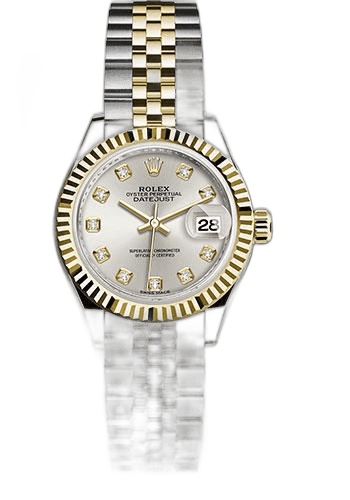 Rolex Lady-Datejust Yellow Rolesor — Silver Diamond Dial | Ref. 279173
