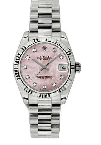 Rolex Datejust 31 White Gold — Pink Mother-of-Pearl Diamond Dial | Ref. 178279