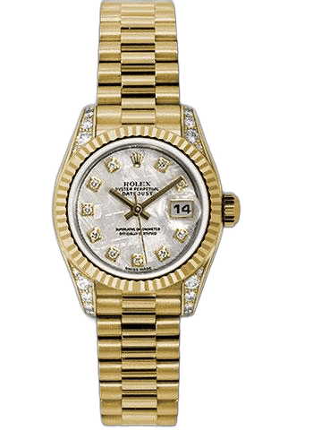 Rolex Datejust 26 Yellow Gold — Meteorite Diamond Dial, Fluted Bezel | Ref. 179238