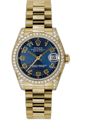 Rolex Datejust Yellow Gold — Blue Concentric Circle Arabic Dial | Ref. 178158