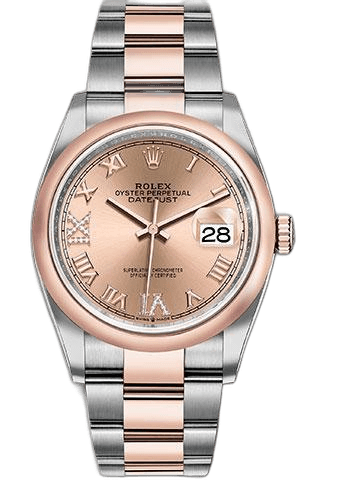 Rolex Datejust 36 Everose Rolesor — Rose Roman Dial, Domed Bezel | Ref. 126201