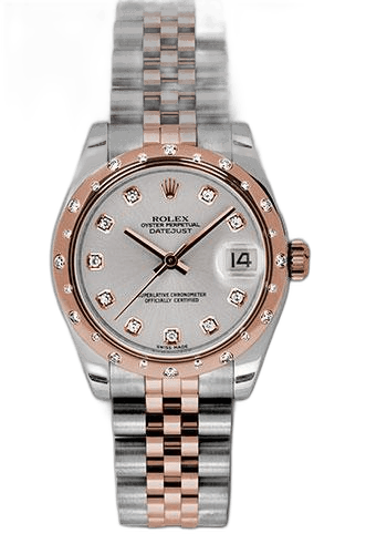 Rolex Datejust 31 Everose Rolesor — Silver Diamond Dial with 24 Diamond Bezel | Ref. 178341