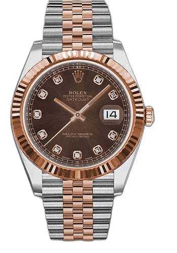 Rolex Datejust 41 Everose Rolesor — Chocolate Diamond Dial, Fluted Bezel | Ref. 126331