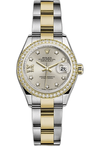 Rolex Lady-Datejust 28 Yellow Rolesor — Silver Diamond Star Dial | Ref. 279383RBR