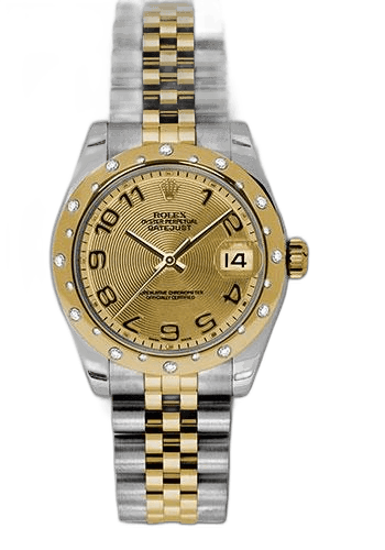Rolex Datejust Yellow Rolesor — 24-Diamond Bezel, Champagne Concentric Arabic Dial | Ref. 178343