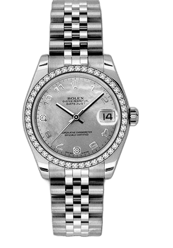 Rolex Datejust 31 White Gold Rolesor — White Goldust Mother-of-Pearl & 46-Diamond Bezel | Ref. 178384