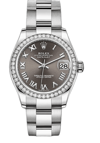 Rolex Datejust 31 White Rolesor — Diamond Bezel, Dark Grey Roman Dial | Ref. 278384RBR