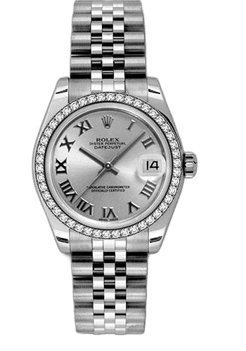 Rolex Datejust 31 White Rolesor — Silver Roman Dial, 46-Diamond Bezel | Ref. 178384